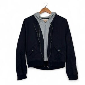 Sky and Sparrow Urban Utility Gorpcore Retro Streetwear Black Bomber Jacket